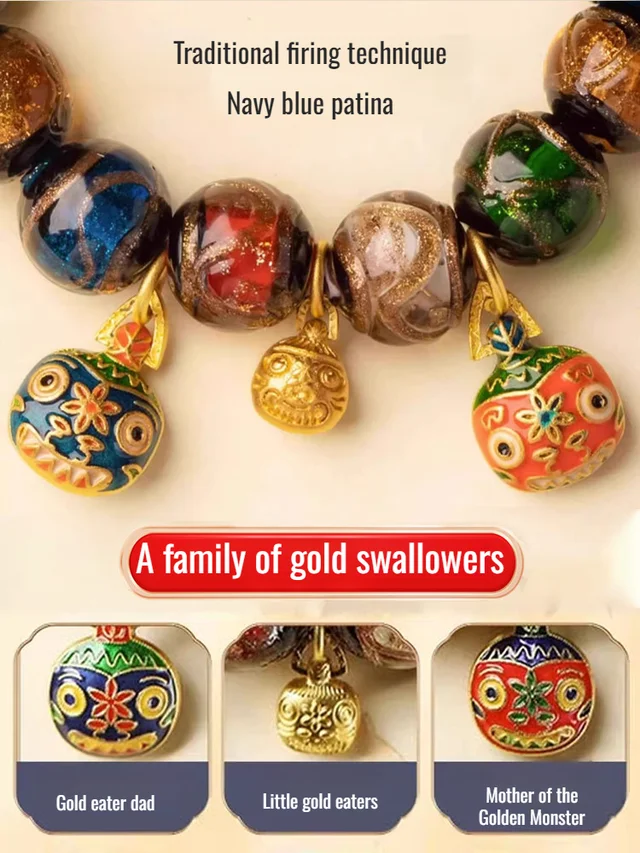 Gold Beast Fortune Glazed Bracelet Colorful Accessory