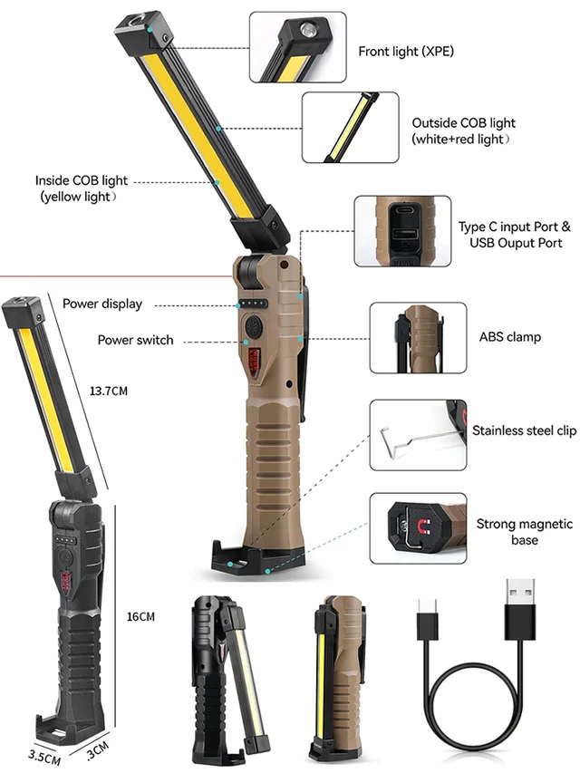 Double-sided strong magnetic work light