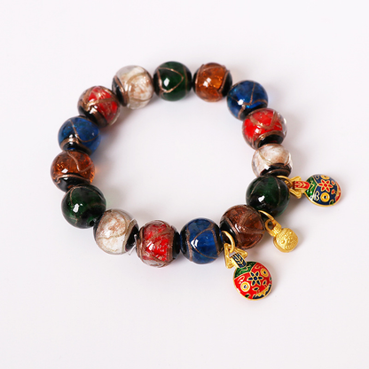 Gold Beast Fortune Glazed Bracelet Colorful Accessory